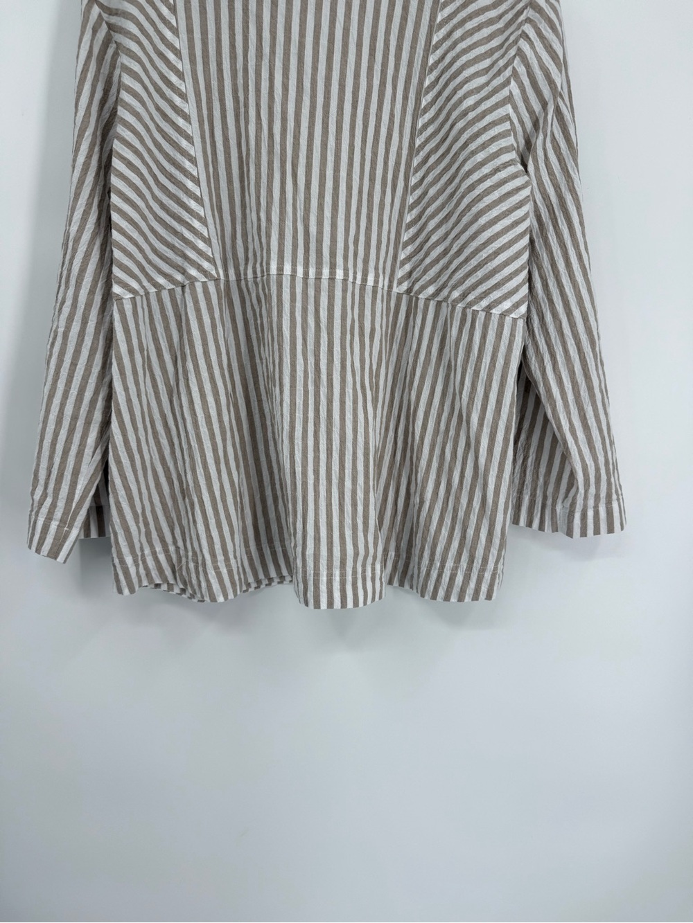 Ali Miles Top Button Up Striped Cotton Blend Shirt Size 1X Roll Tab Women beach - Picture 8 of 10